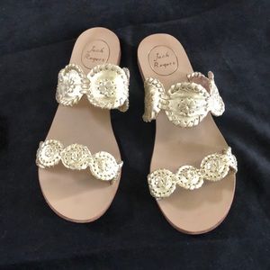 Jack Rogers Lauren Gold Sandals Sz 8 EUC